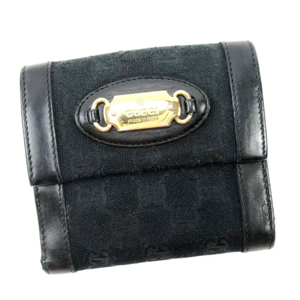 Gucci Double Sidedwallet Ggpattern Canvas Leather… - image 1